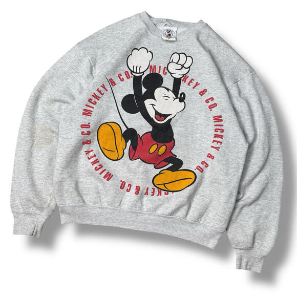 VTG 90s Disney Mickey & Co. Sweatshirt Big Mickey Mouse Graphic Fleece Sz L Y2K - Picture 1 of 12